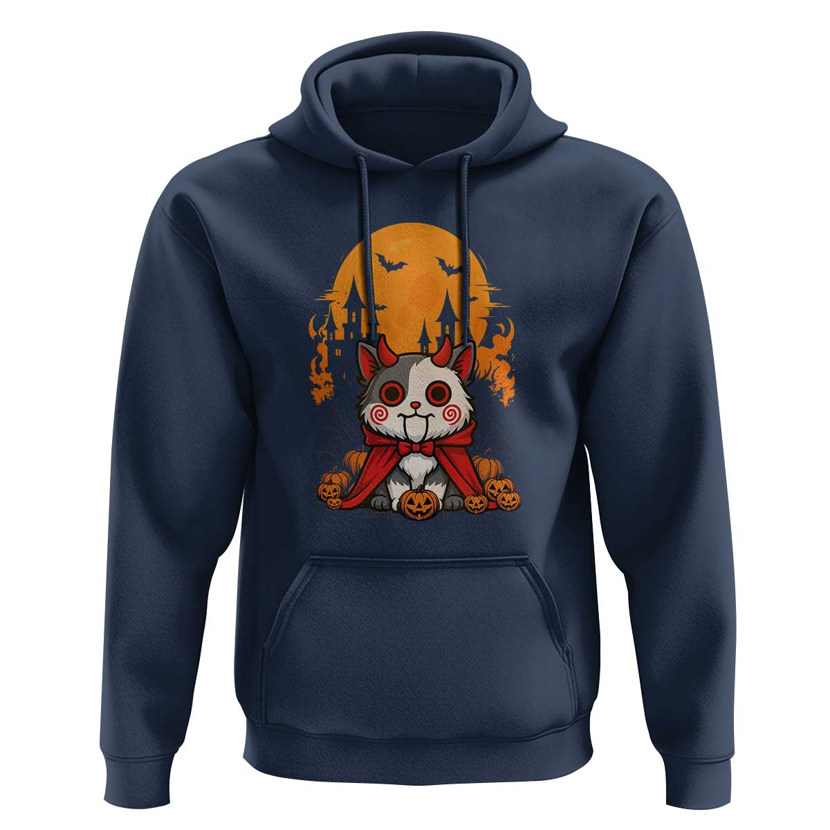 Halloween Cat Hoodie Horror Vampire Kawaii Chibi Kitten - Wonder Print Shop