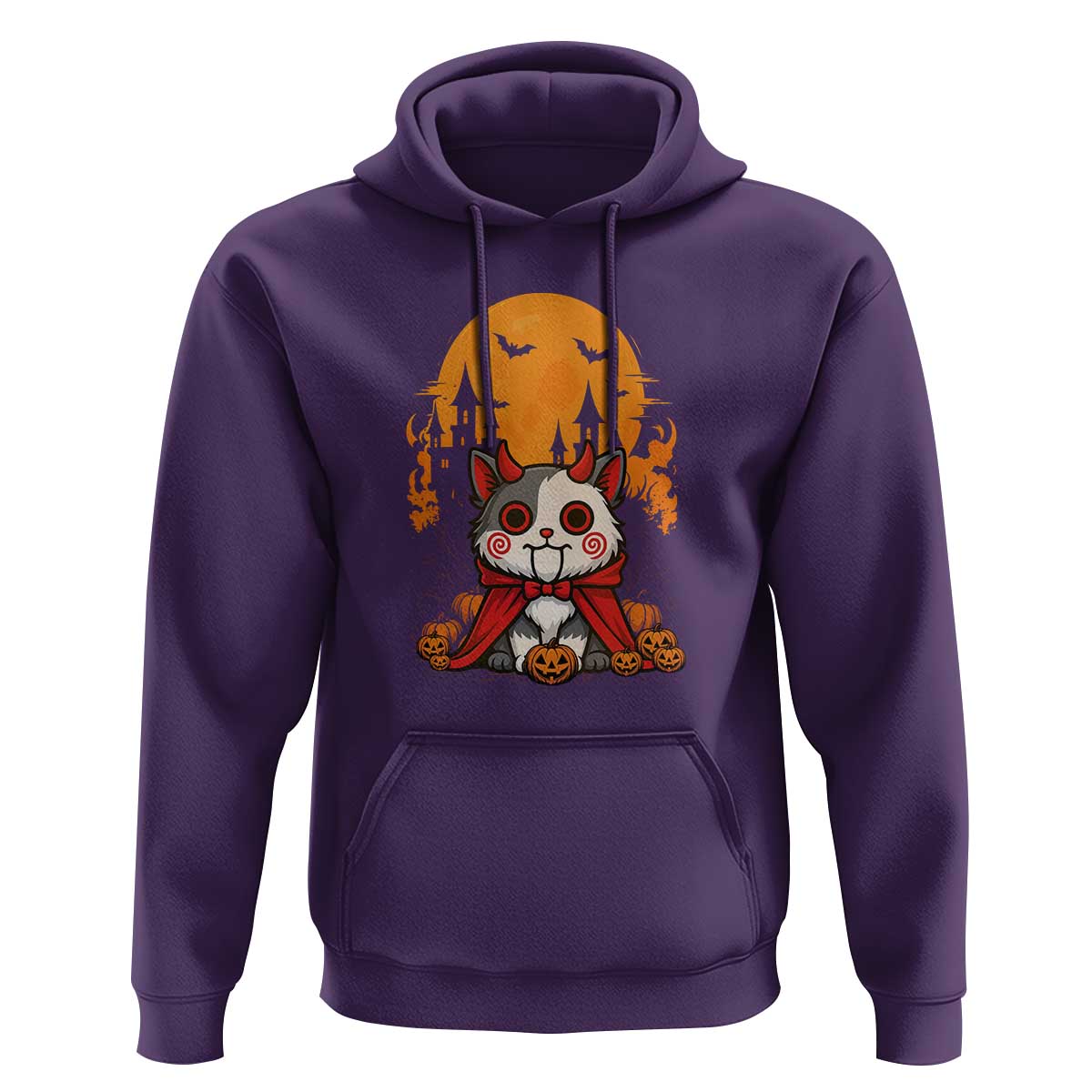 Halloween Cat Hoodie Horror Vampire Kawaii Chibi Kitten - Wonder Print Shop