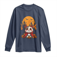 Halloween Cat Long Sleeve Shirt Horror Vampire Kawaii Chibi Kitten - Wonder Print Shop