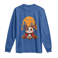Halloween Cat Long Sleeve Shirt Horror Vampire Kawaii Chibi Kitten - Wonder Print Shop