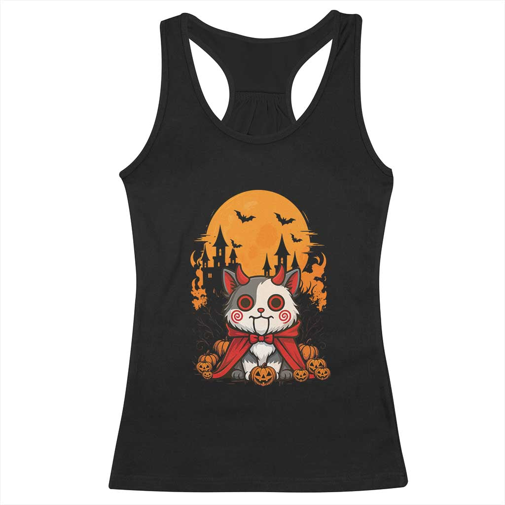 Halloween Cat Racerback Tank Top Horror Vampire Kawaii Chibi Kitten - Wonder Print Shop