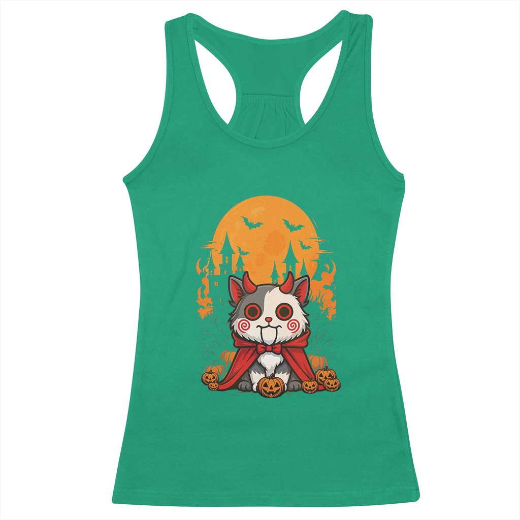 Halloween Cat Racerback Tank Top Horror Vampire Kawaii Chibi Kitten - Wonder Print Shop