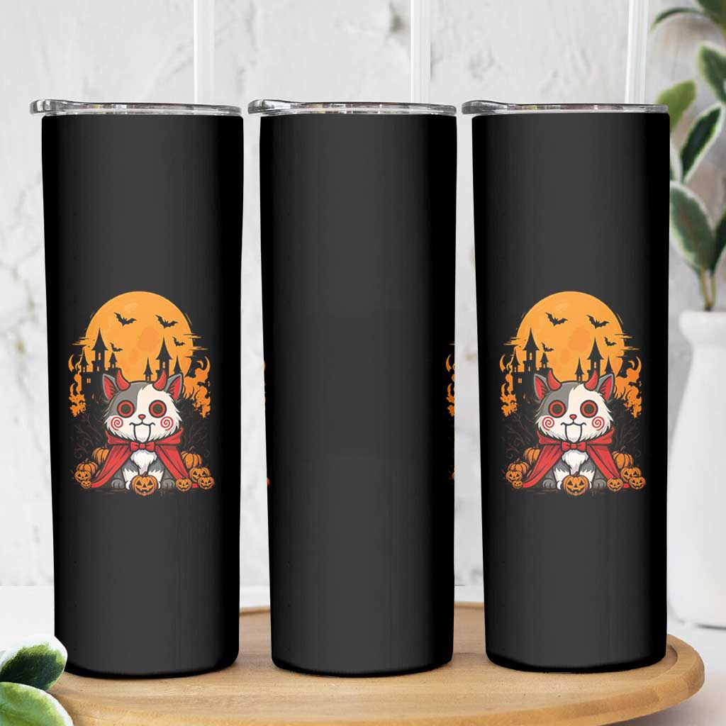 Halloween Cat Skinny Tumbler Horror Vampire Kawaii Chibi Kitten