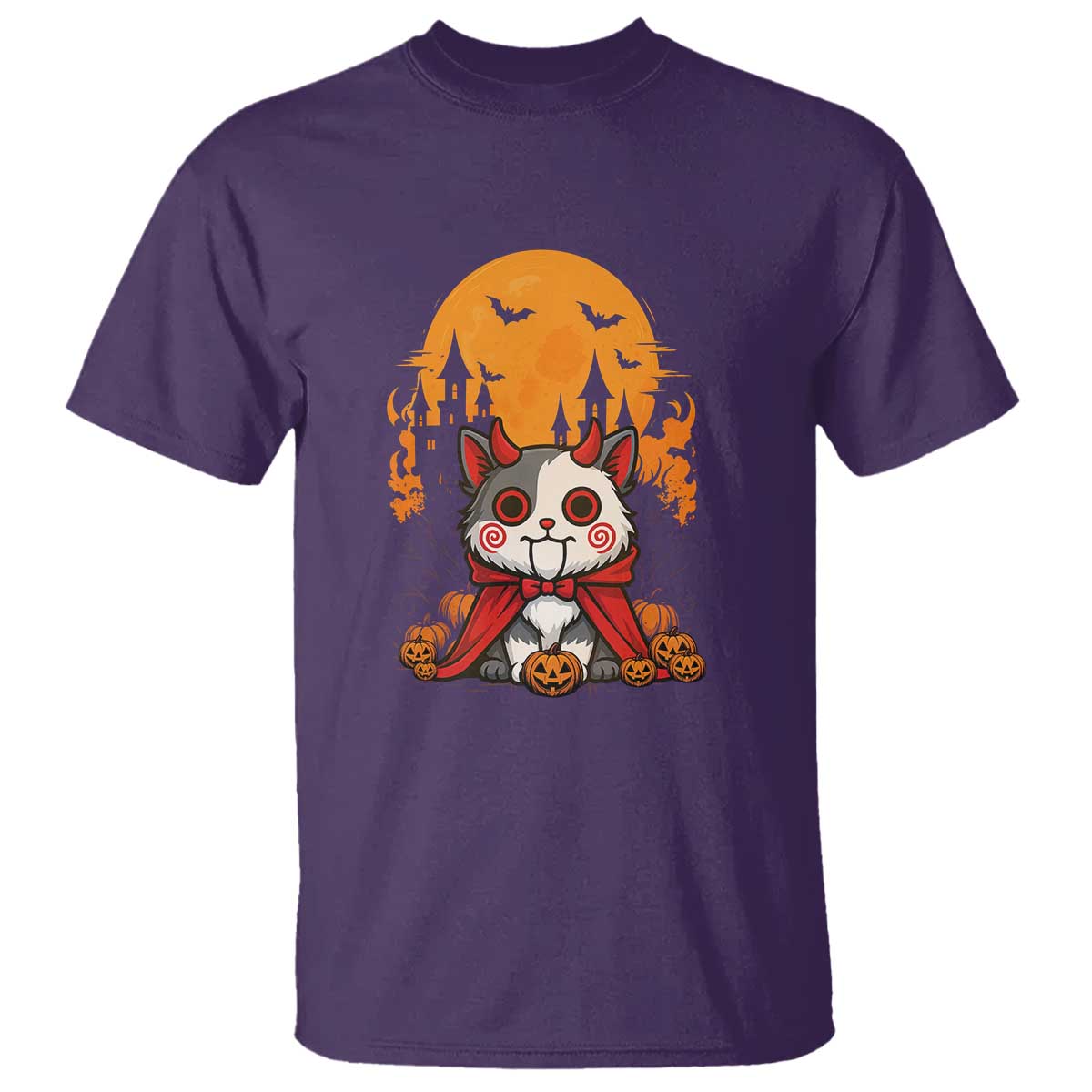 Halloween Cat T Shirt Horror Vampire Kawaii Chibi Kitten - Wonder Print Shop
