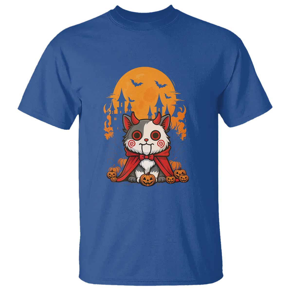 Halloween Cat T Shirt Horror Vampire Kawaii Chibi Kitten - Wonder Print Shop