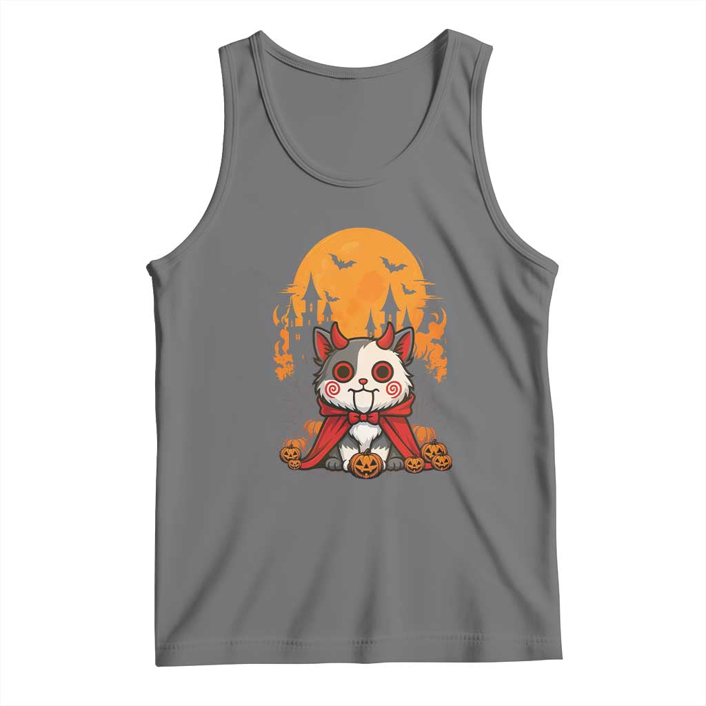 Halloween Cat Tank Top Horror Vampire Kawaii Chibi Kitten - Wonder Print Shop