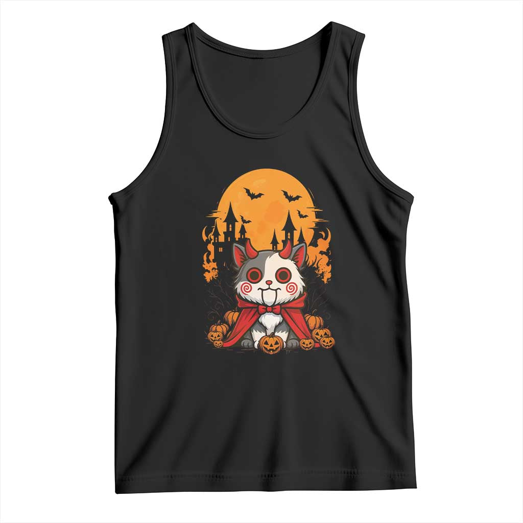Halloween Cat Tank Top Horror Vampire Kawaii Chibi Kitten - Wonder Print Shop