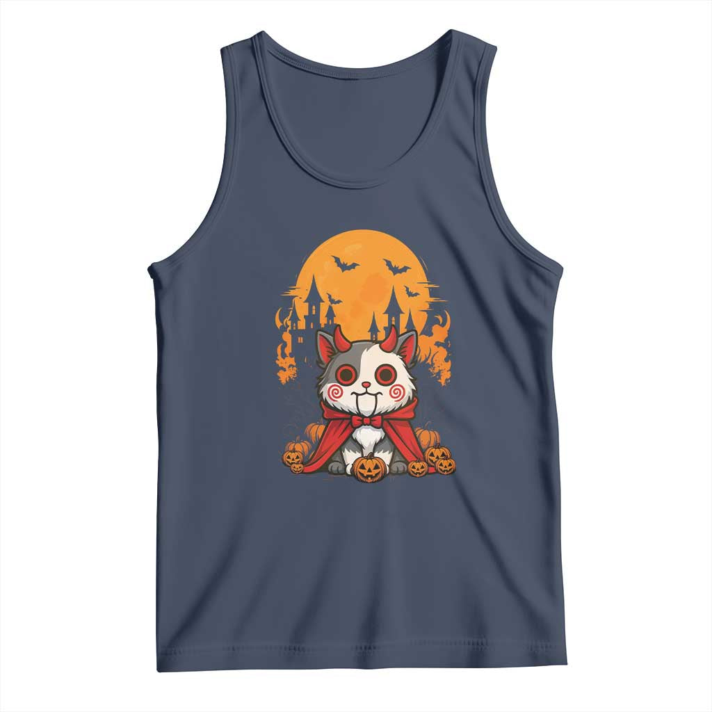 Halloween Cat Tank Top Horror Vampire Kawaii Chibi Kitten - Wonder Print Shop