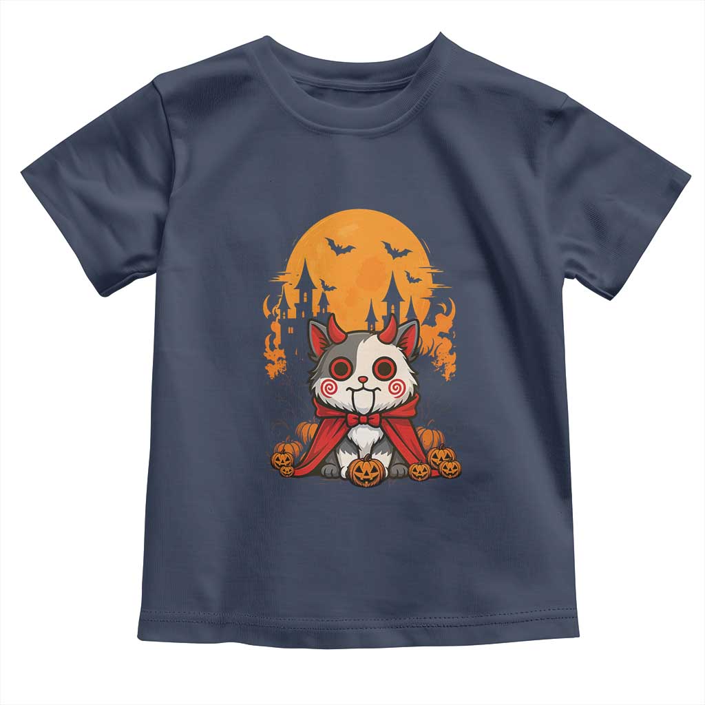 Halloween Cat Toddler T Shirt Horror Vampire Kawaii Chibi Kitten - Wonder Print Shop