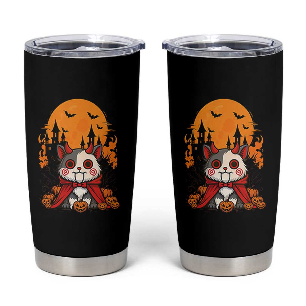 Halloween Cat Tumbler Cup Horror Vampire Kawaii Chibi Kitten