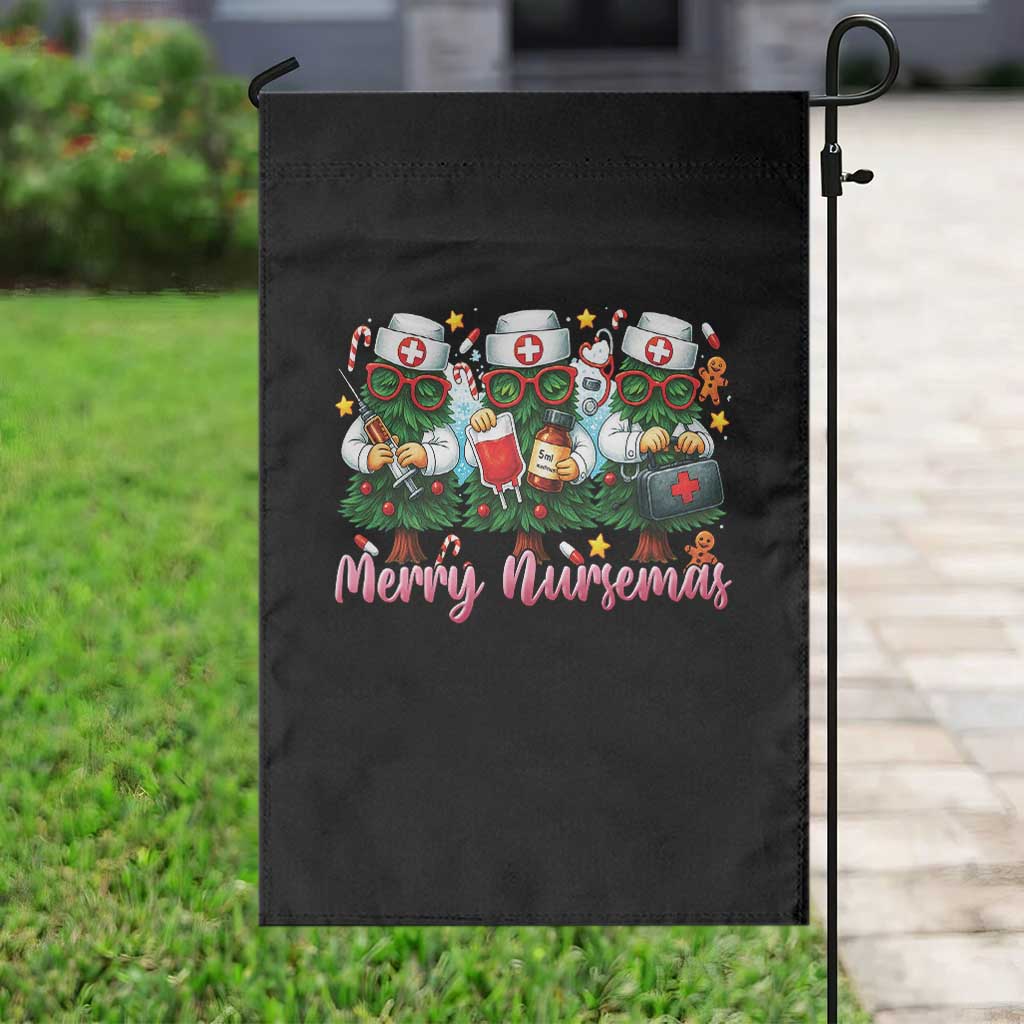 Christmas Nurse Garden Flag Funny Merry Nursemas Pine Tree - Wonder Print Shop