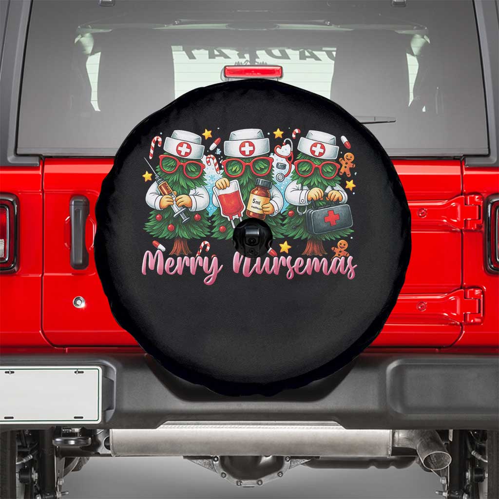 Christmas Nurse Spare Tire Cover Funny Merry Nursemas Pine Tree - Wonder Print Shop