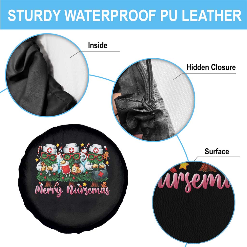 Christmas Nurse Spare Tire Cover Funny Merry Nursemas Pine Tree - Wonder Print Shop