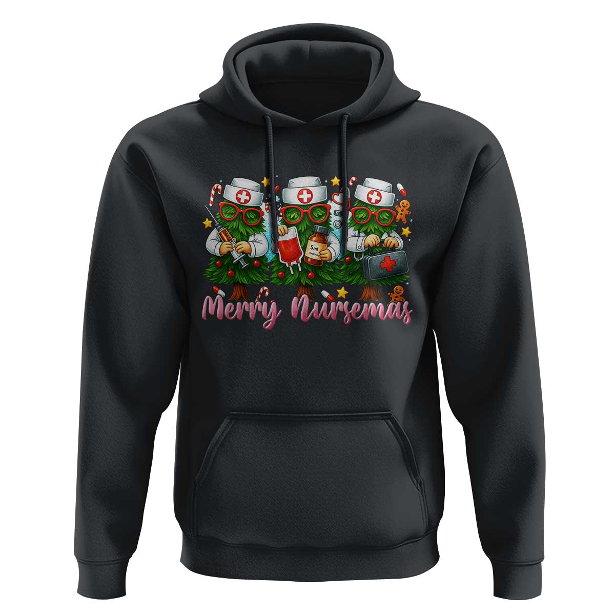 Christmas Nurse Hoodie Funny Merry Nursemas Pine Tree - Wonder Print Shop
