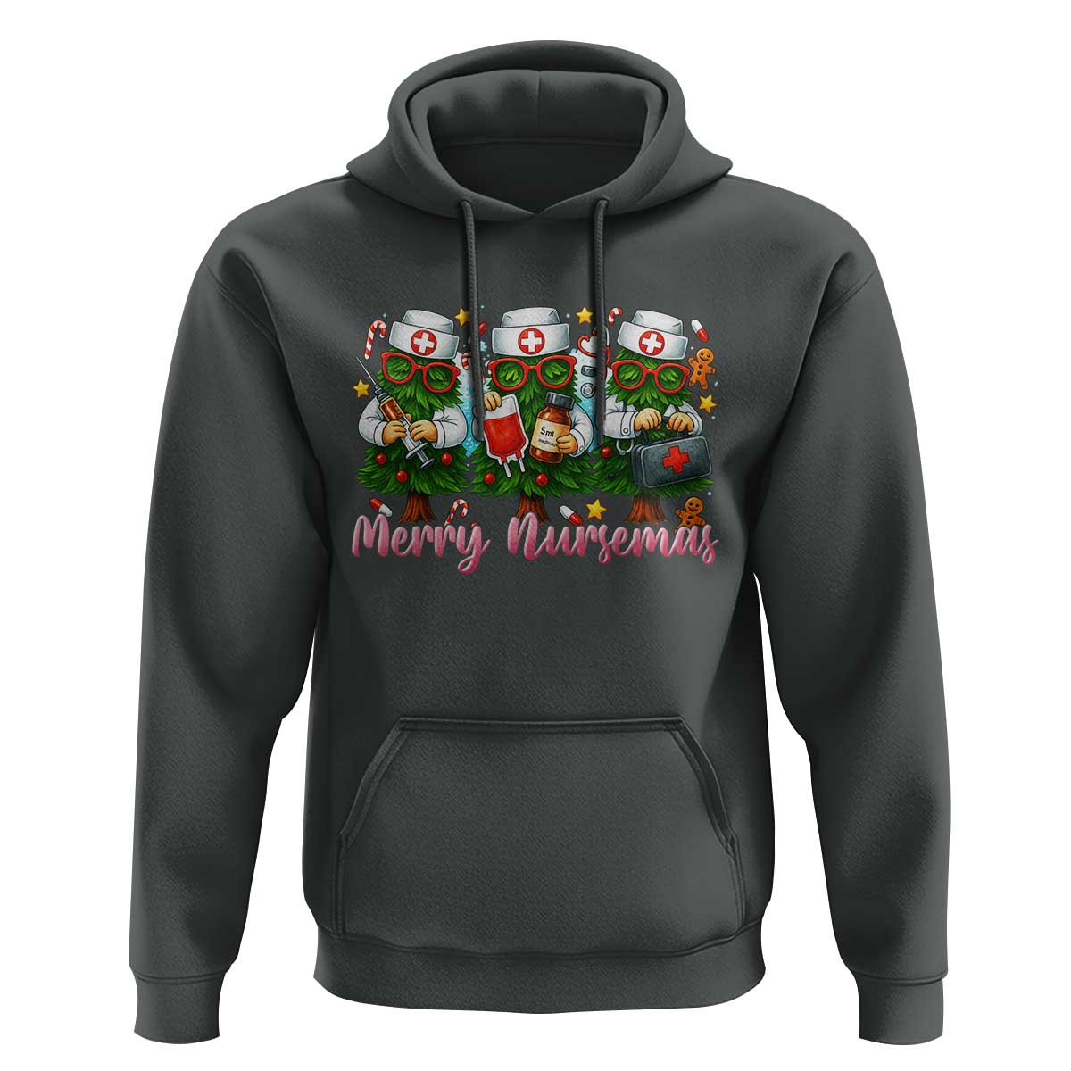 Christmas Nurse Hoodie Funny Merry Nursemas Pine Tree - Wonder Print Shop