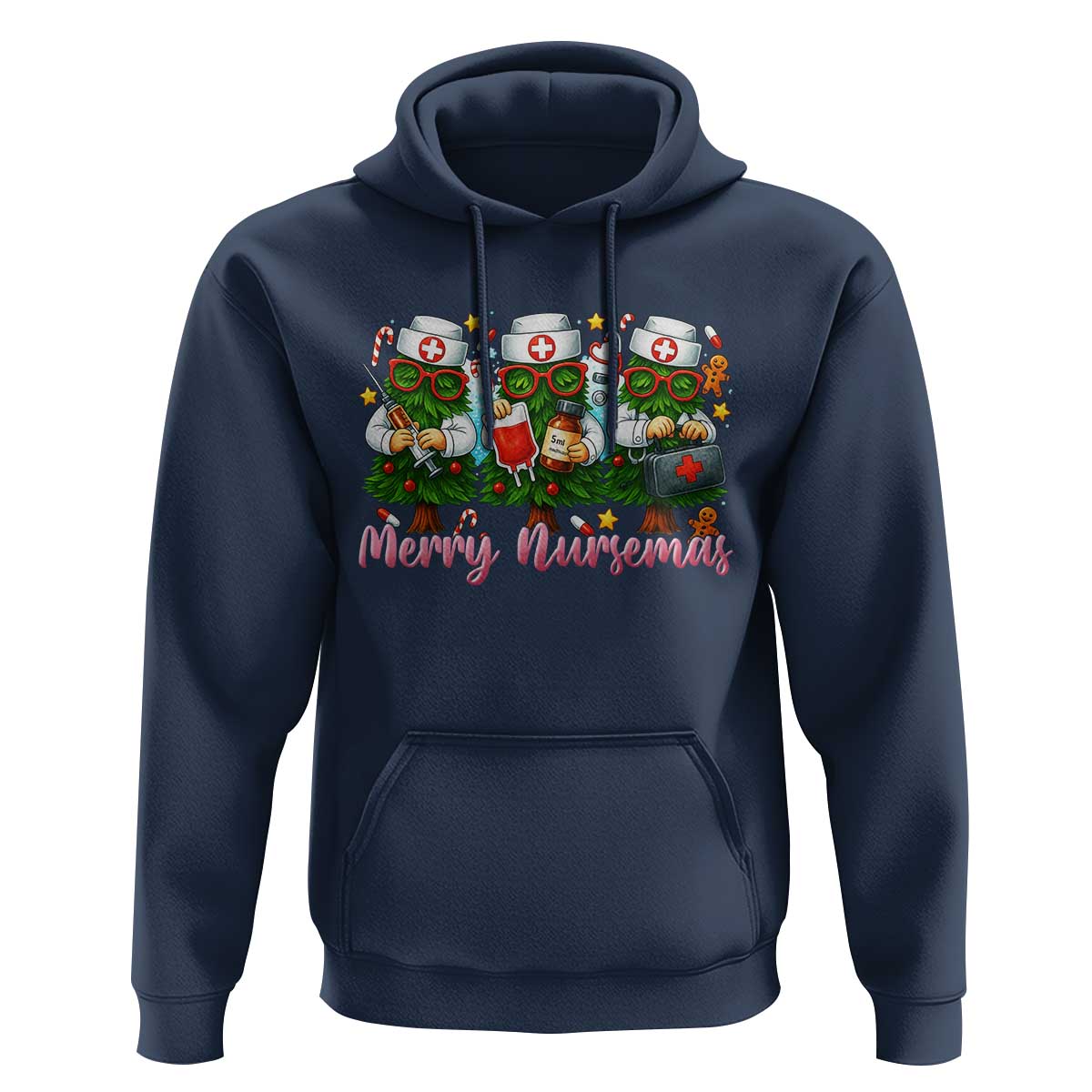 Christmas Nurse Hoodie Funny Merry Nursemas Pine Tree - Wonder Print Shop