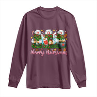Christmas Nurse Long Sleeve Shirt Funny Merry Nursemas Pine Tree - Wonder Print Shop