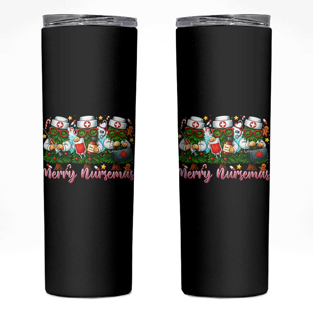 Christmas Nurse Skinny Tumbler Funny Merry Nursemas Pine Tree