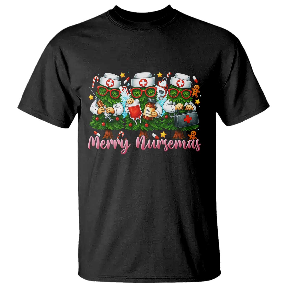 Christmas Nurse T Shirt Funny Merry Nursemas Pine Tree - Wonder Print Shop