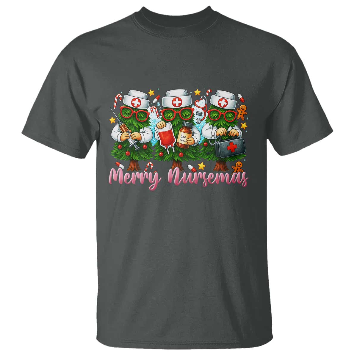 Christmas Nurse T Shirt Funny Merry Nursemas Pine Tree - Wonder Print Shop