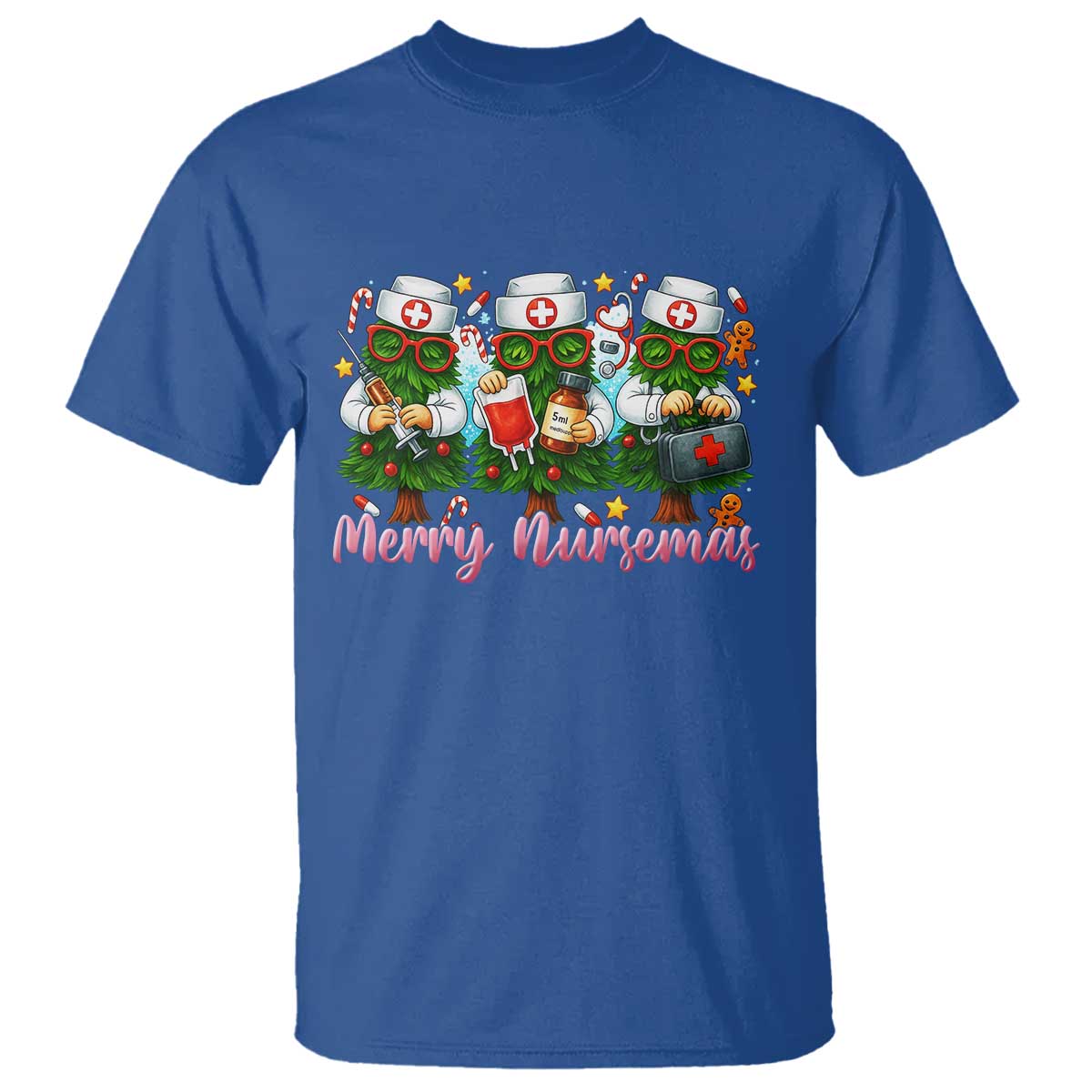 Christmas Nurse T Shirt Funny Merry Nursemas Pine Tree - Wonder Print Shop