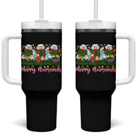 Christmas Nurse Tumbler With Handle Funny Merry Nursemas Pine Tree