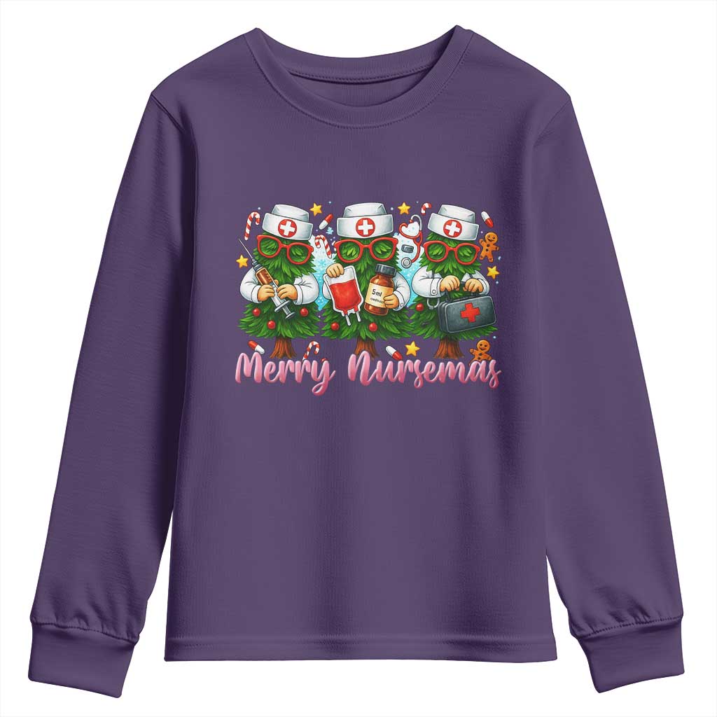 Christmas Nurse Youth Sweatshirt Funny Merry Nursemas Pine Tree - Wonder Print Shop