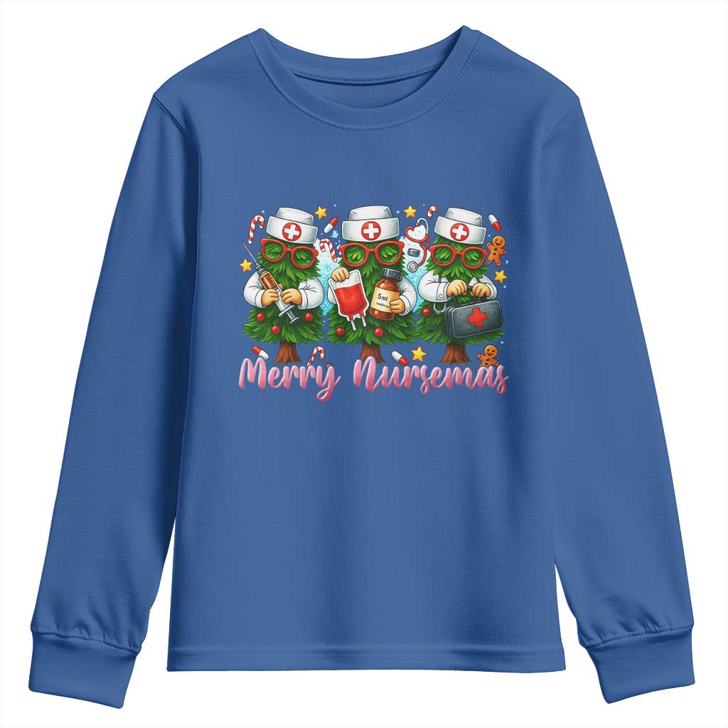 Christmas Nurse Youth Sweatshirt Funny Merry Nursemas Pine Tree - Wonder Print Shop
