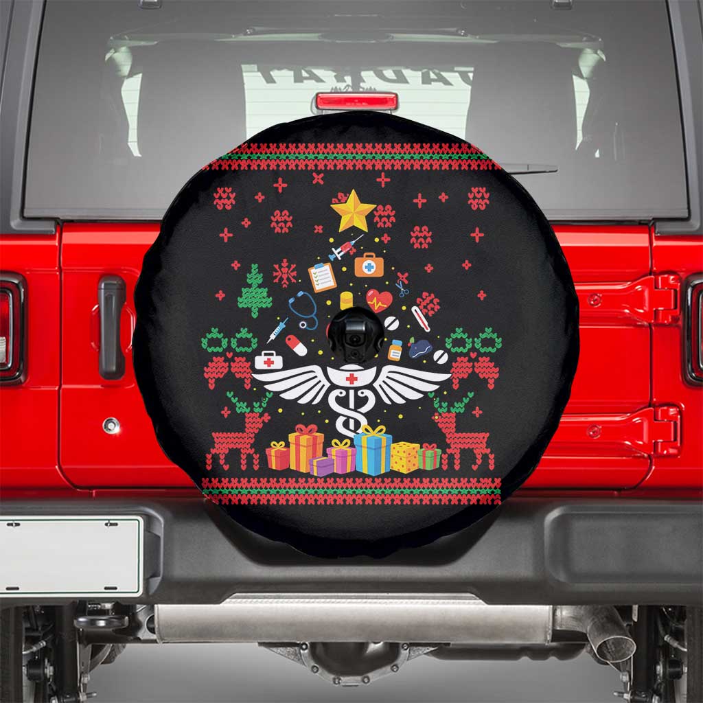 Funny Christmas Healthcare Worker Spare Tire Cover Nurses And Doctors Pine Tree - Wonder Print Shop
