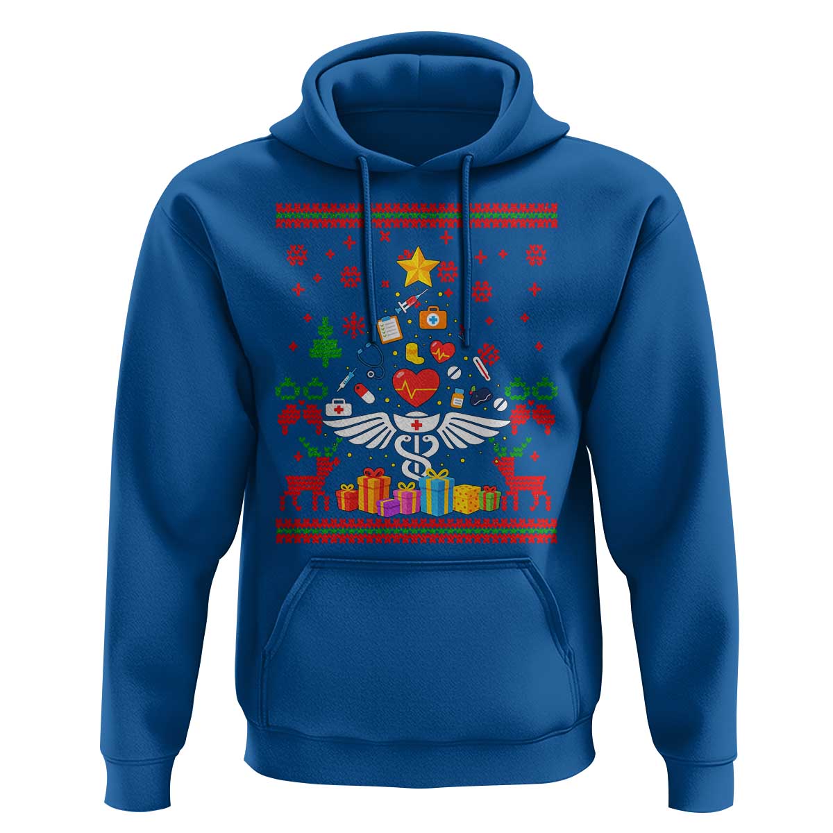 Funny Christmas Healthcare Worker Hoodie Nurses And Doctors Pine Tree - Wonder Print Shop