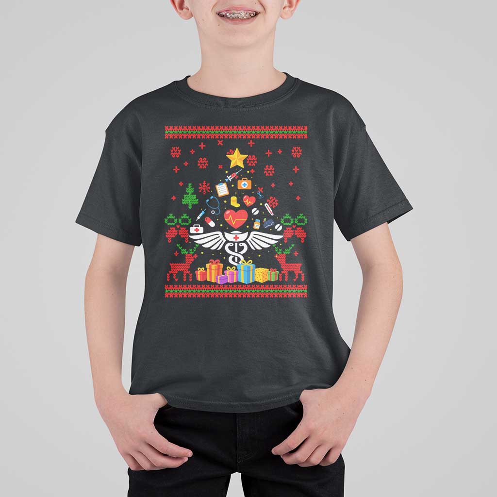 Funny Christmas Healthcare Worker T Shirt For Kid Nurses And Doctors Pine Tree - Wonder Print Shop