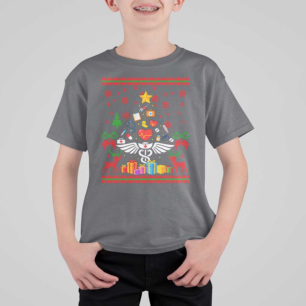 Funny Christmas Healthcare Worker T Shirt For Kid Nurses And Doctors Pine Tree - Wonder Print Shop