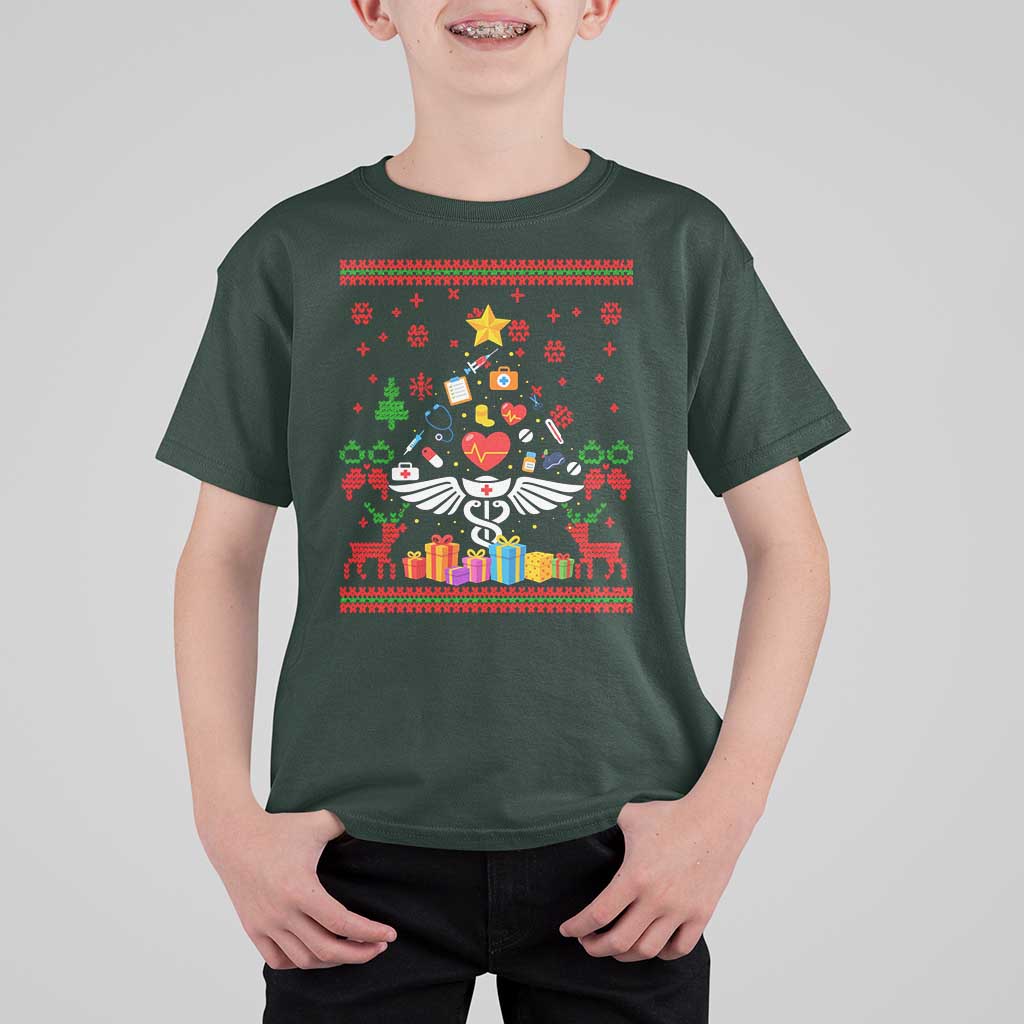 Funny Christmas Healthcare Worker T Shirt For Kid Nurses And Doctors Pine Tree - Wonder Print Shop