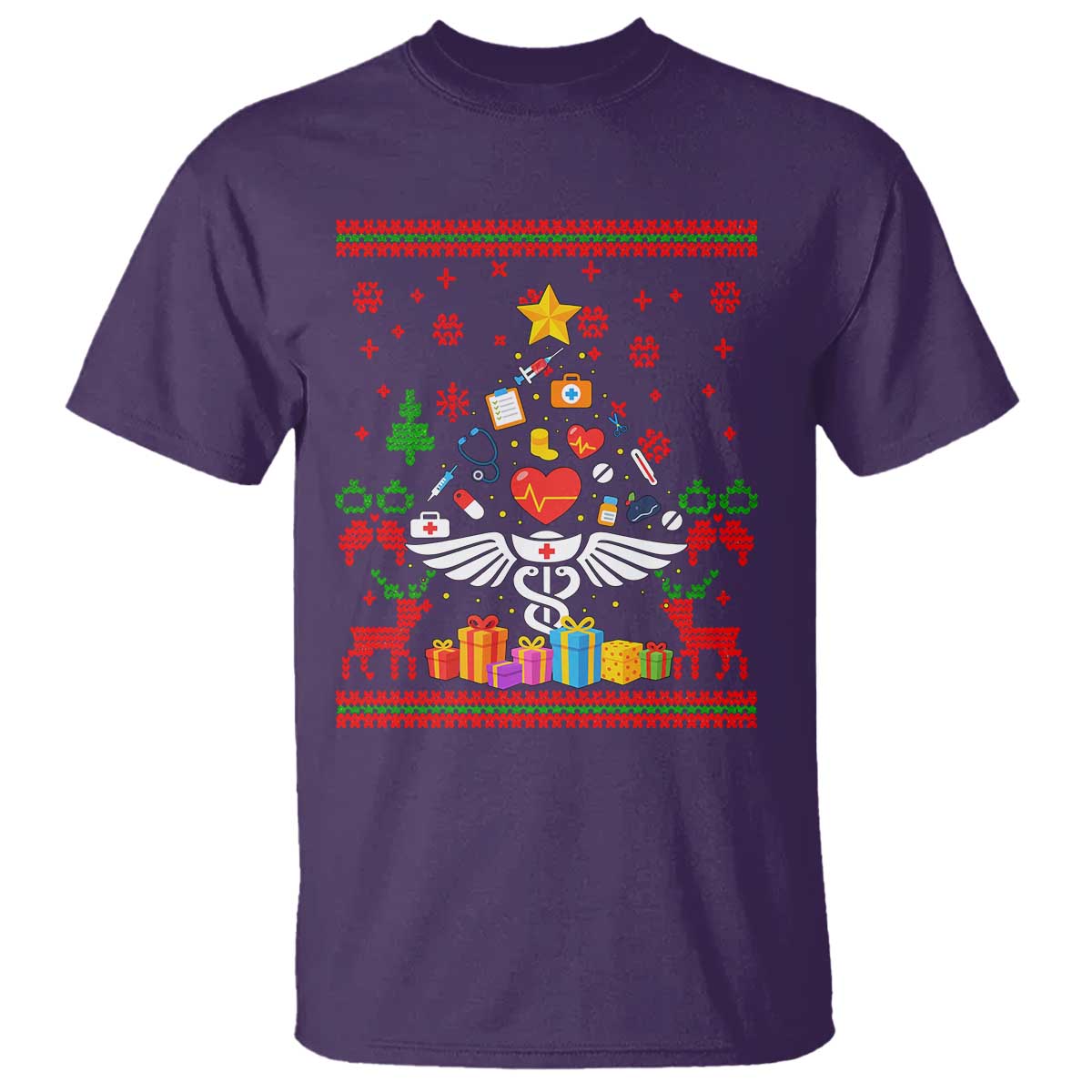 Funny Christmas Healthcare Worker T Shirt Nurses And Doctors Pine Tree - Wonder Print Shop
