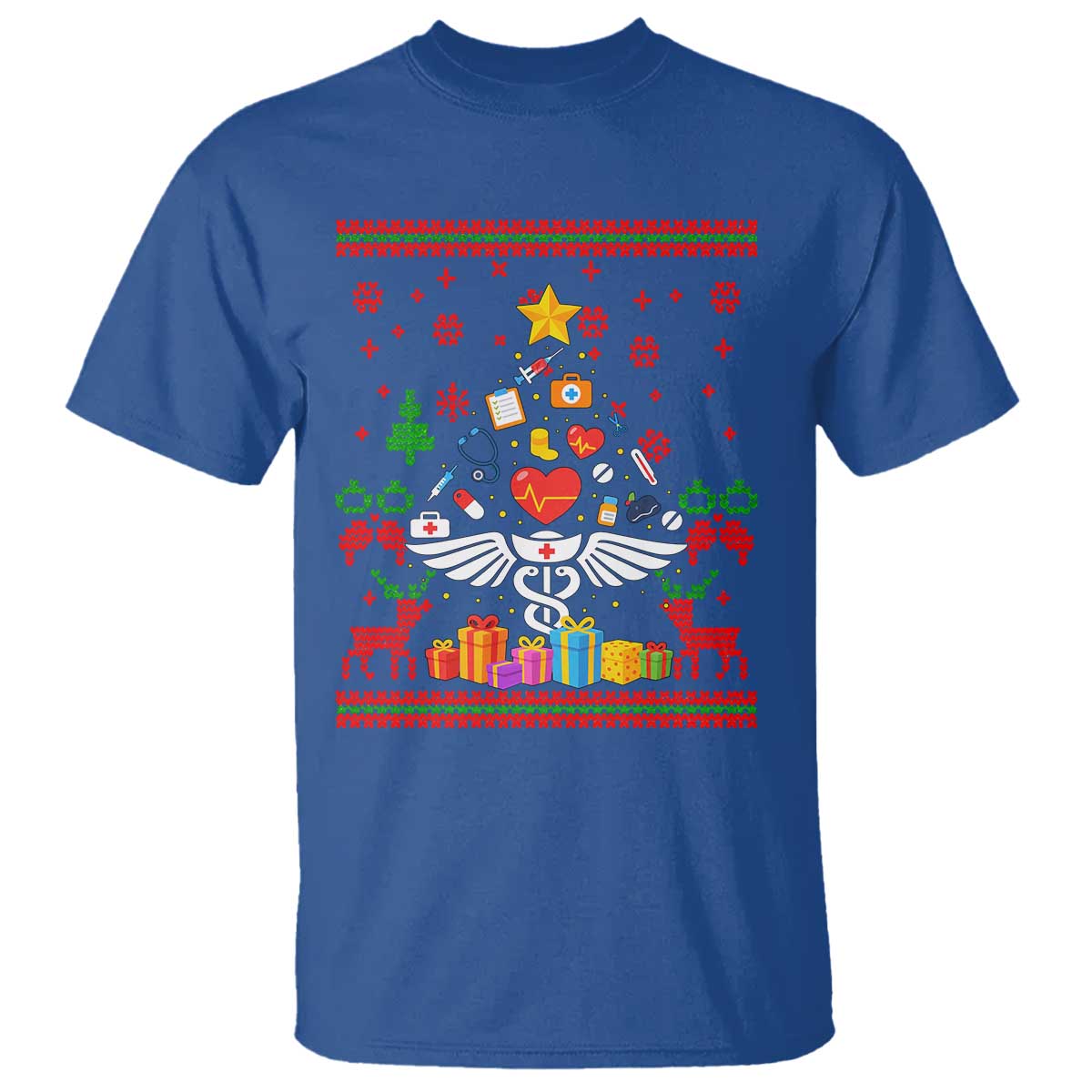 Funny Christmas Healthcare Worker T Shirt Nurses And Doctors Pine Tree - Wonder Print Shop