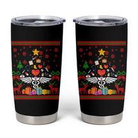 Funny Christmas Healthcare Worker Tumbler Cup Nurses And Doctors Pine Tree