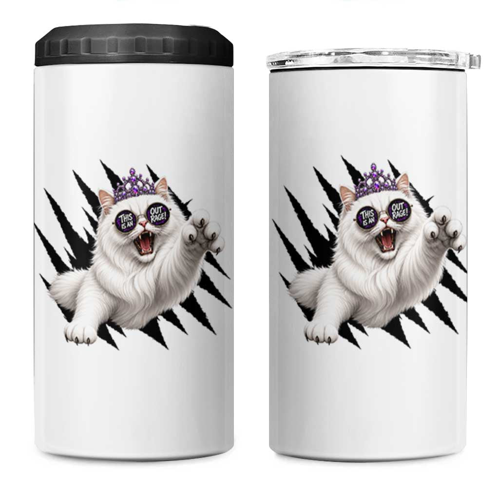 Funny Princess Cat With Featuring Scratch Effect Printed 4 in 1 Can Cooler Tumbler This Is An Outrage