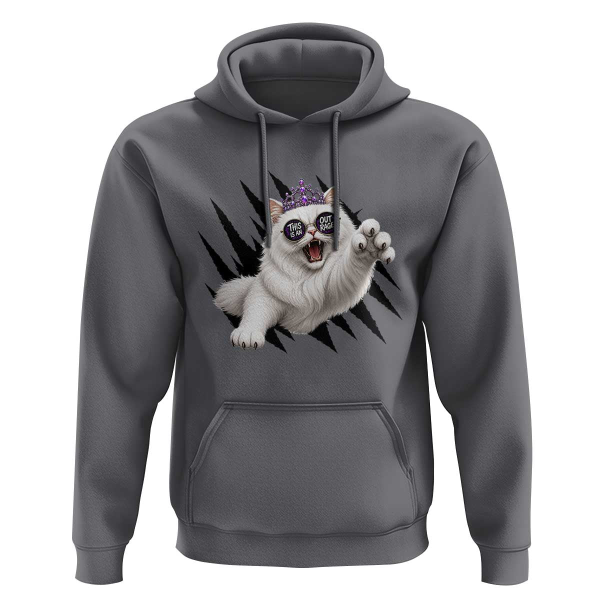 Funny Princess Cat With Featuring Scratch Effect Printed Hoodie This Is An Outrage