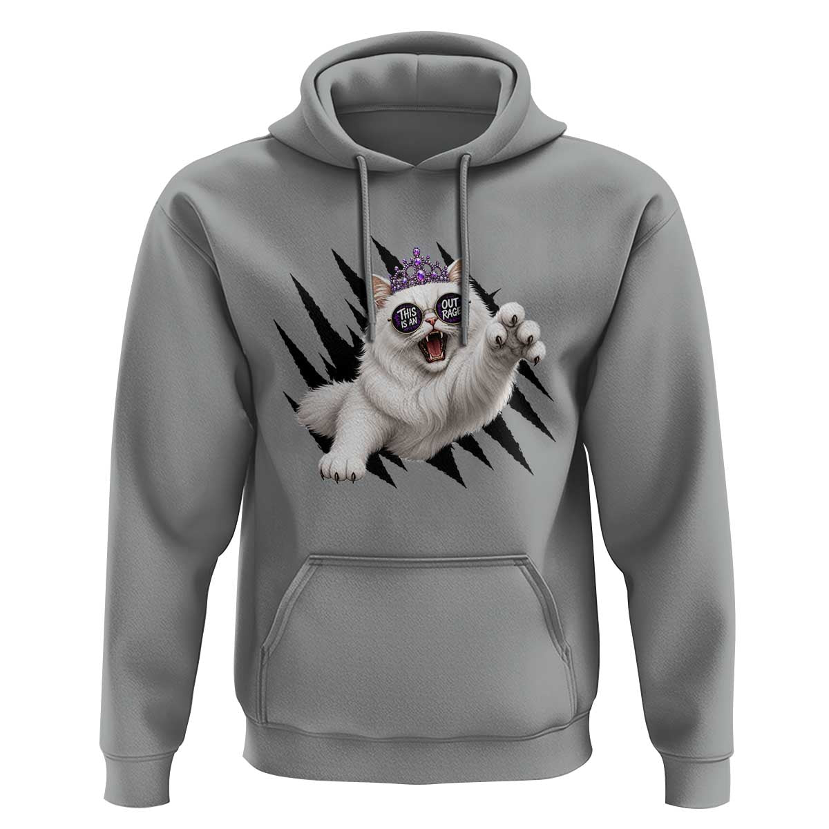Funny Princess Cat With Featuring Scratch Effect Printed Hoodie This Is An Outrage