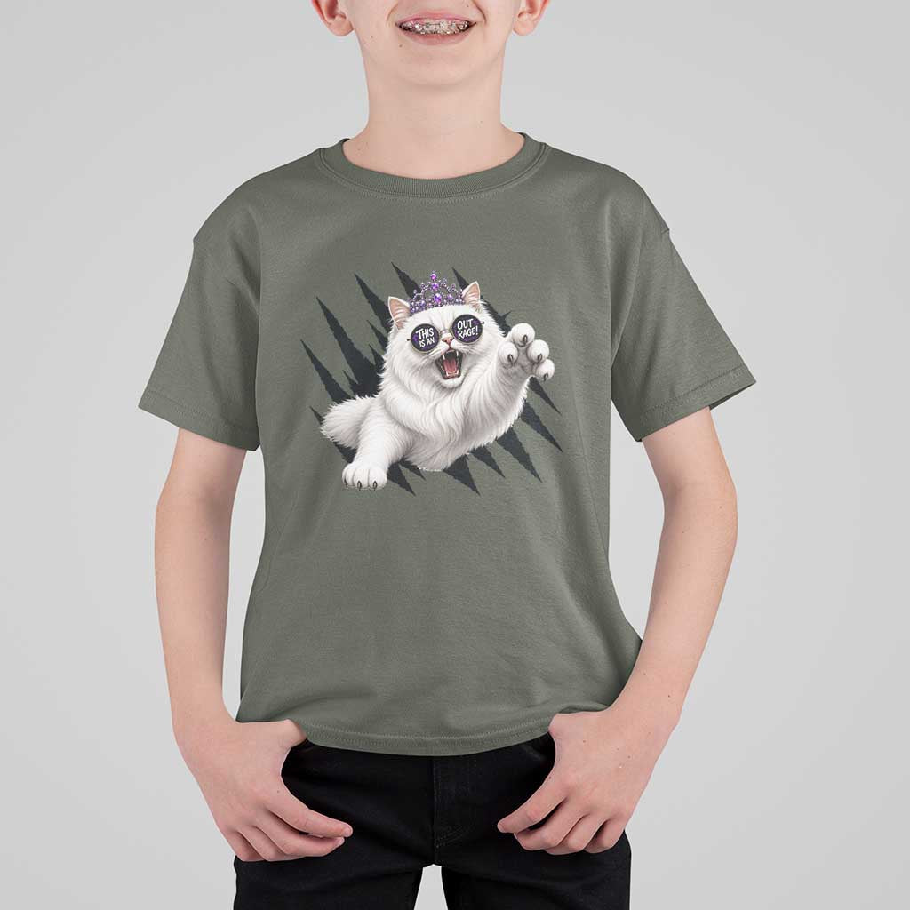 Funny Princess Cat With Featuring Scratch Effect Printed T Shirt For Kid This Is An Outrage