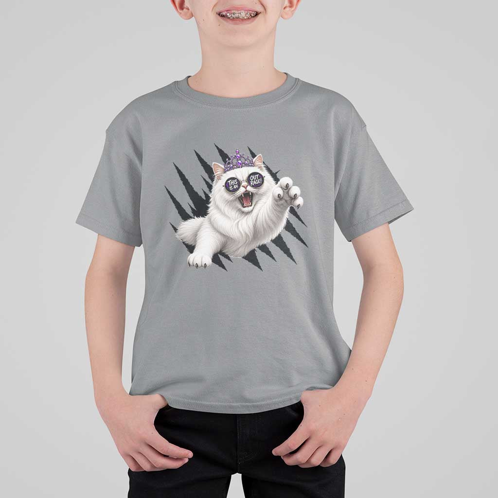 Funny Princess Cat With Featuring Scratch Effect Printed T Shirt For Kid This Is An Outrage