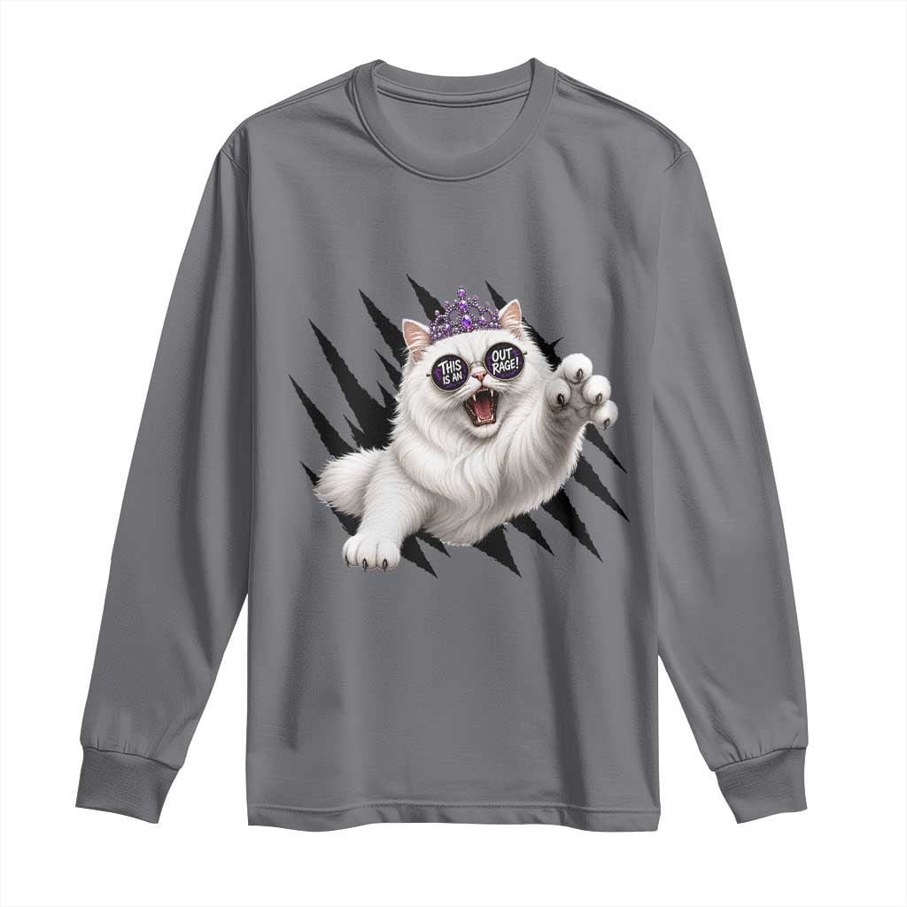 Funny Princess Cat With Featuring Scratch Effect Printed Long Sleeve Shirt This Is An Outrage