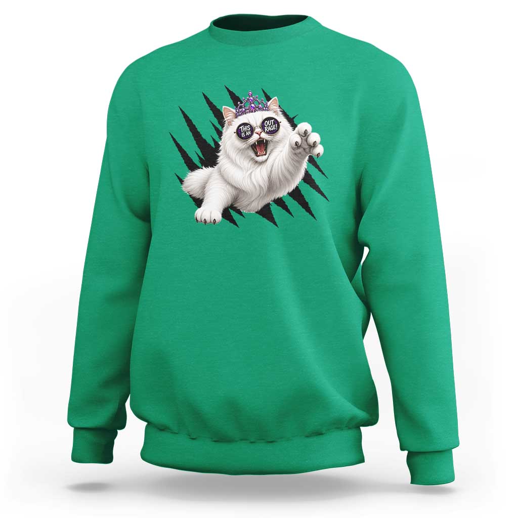 Funny Princess Cat With Featuring Scratch Effect Printed Sweatshirt This Is An Outrage