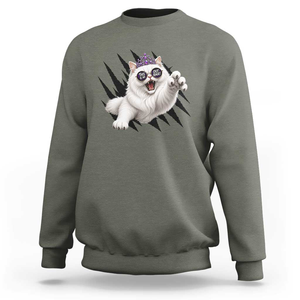 Funny Princess Cat With Featuring Scratch Effect Printed Sweatshirt This Is An Outrage