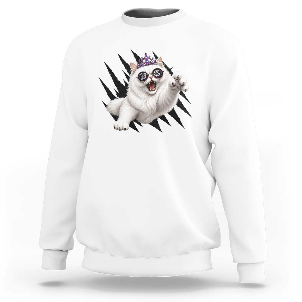 Funny Princess Cat With Featuring Scratch Effect Printed Sweatshirt This Is An Outrage