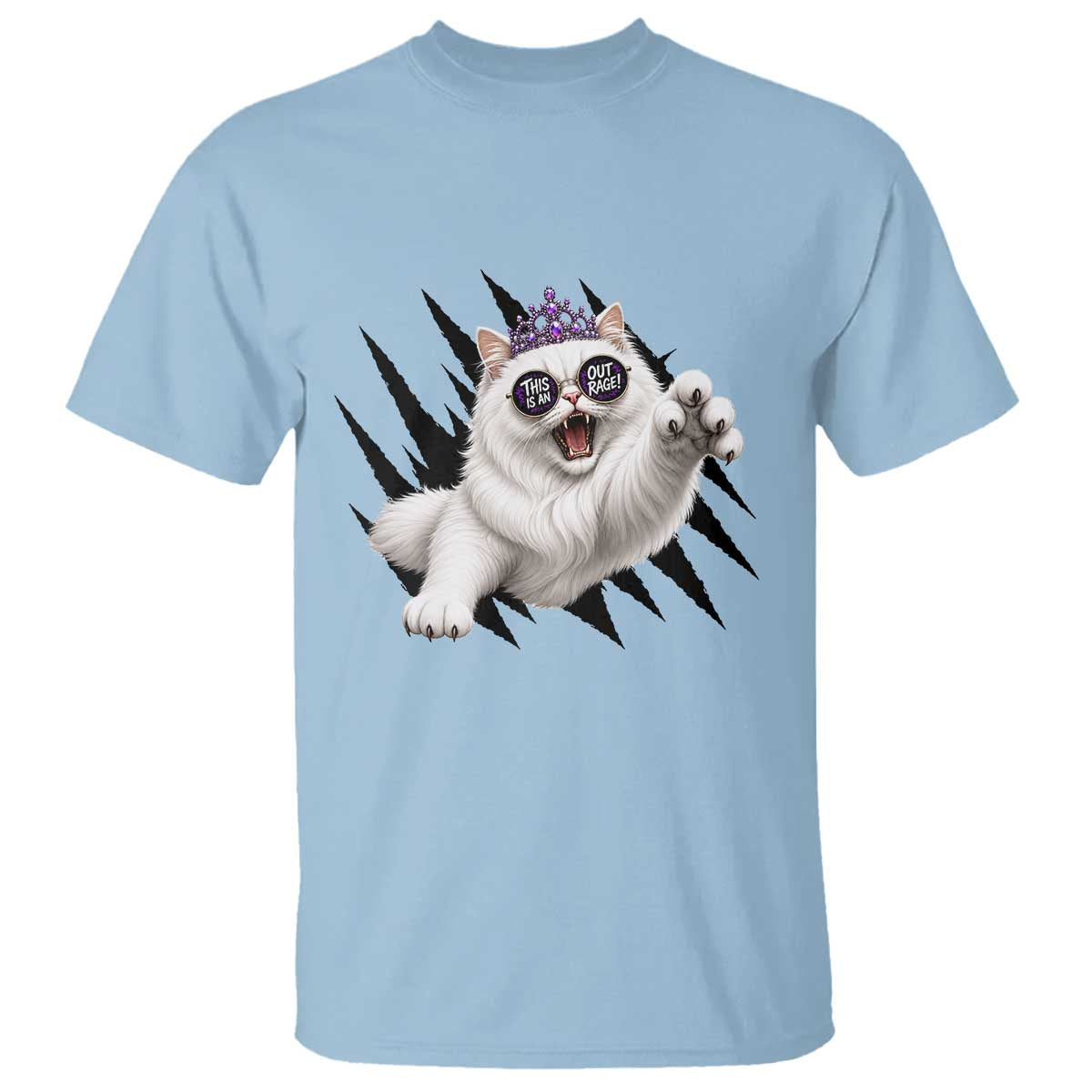 Funny Princess Cat With Featuring Scratch Effect Printed T Shirt This Is An Outrage
