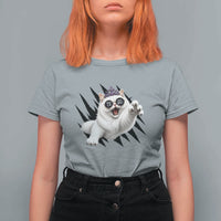 Funny Princess Cat With Featuring Scratch Effect Printed T Shirt For Women This Is An Outrage