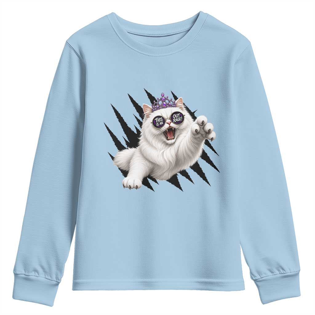 Funny Princess Cat With Featuring Scratch Effect Printed Youth Sweatshirt This Is An Outrage