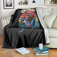 This Is An Outrage Cat Riding Dinosaur Throw Blanket Sci-Fi Book Lover Gift