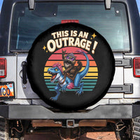 This Is An Outrage Cat Riding Dinosaur Spare Tire Cover Sci-Fi Book Lover Gift